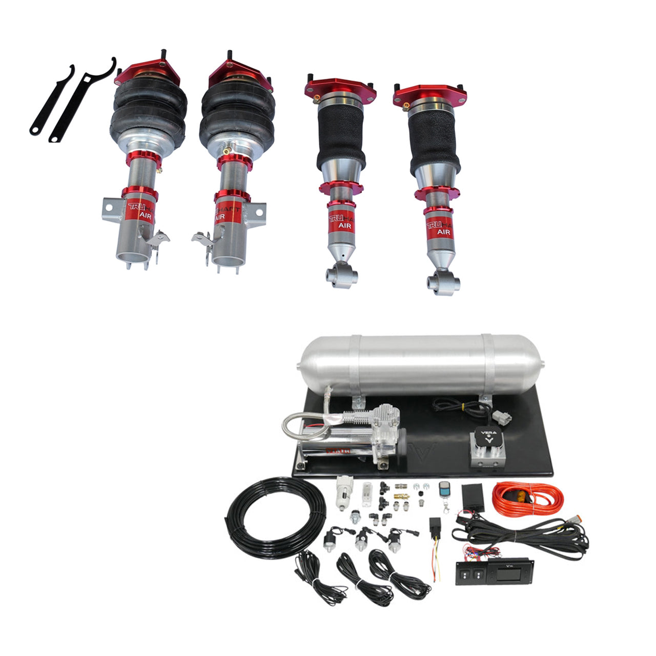 AirPlus Air Struts w/ VERA Essential Management For 08-14 Subaru Impreza 12-21 Subaru WRX 13-21 Subaru WRX STI TruHart